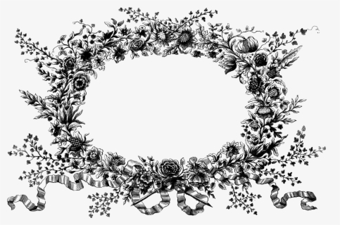 Vector Black And White Stock Transparent Wreath Vintage - Floral Wreath ...