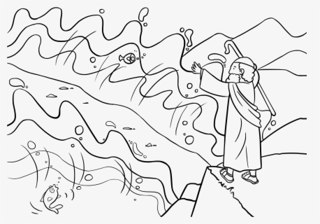Moses And The Red Sea Coloring Sheet , Free Transparent Clipart ...