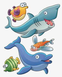 Aquatic Animal Sea Clip Art - Cartoon Marine Animals , Free Transparent
