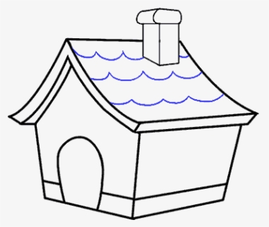 Clip Art How To Draw A Dog House - House With Chimney Drawing , Free ...